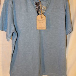 NWT Men's Wrangler Blue Short Sleeve Henley Sz L